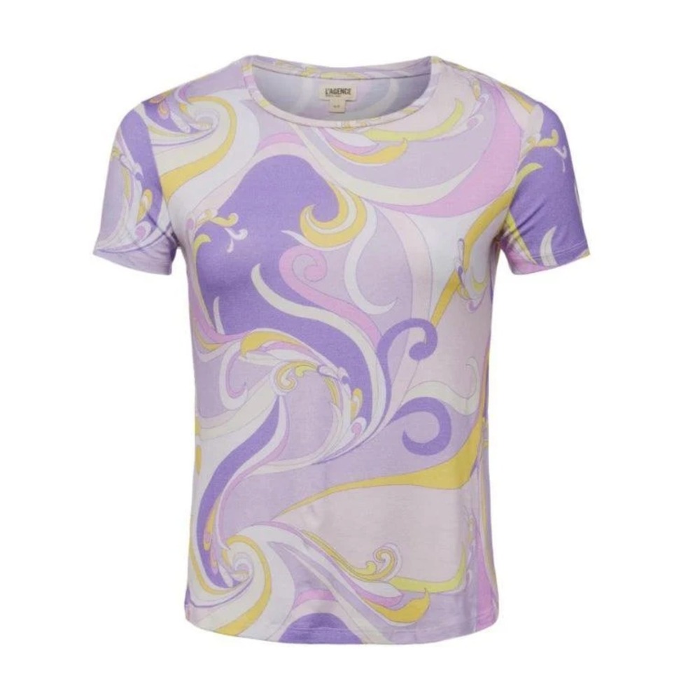 L'Agence Light Orchid Multi St Martin Ressi T-Shirt Short Sleeve Abstract Size M